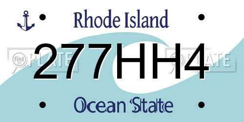 277HH4 Rhode Island License Plate