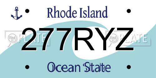 277RYZ Rhode Island License Plate