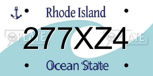 277XZ4 Rhode Island License Plate