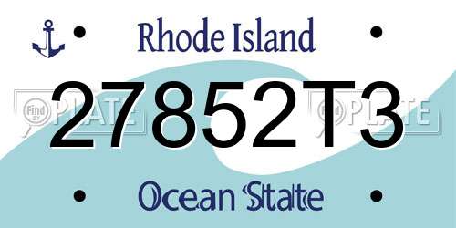 27852T3 Rhode Island License Plate