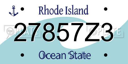 27857Z3 Rhode Island License Plate