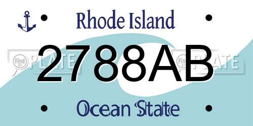 2788AB Rhode Island License Plate