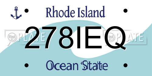 278IEQ Rhode Island License Plate