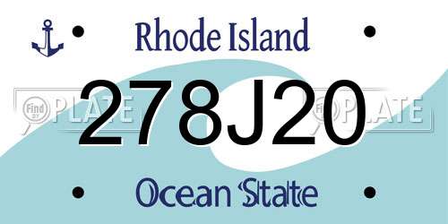 278J20 Rhode Island License Plate