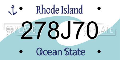 278J70 Rhode Island License Plate