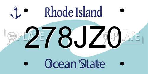 278JZ0 Rhode Island License Plate