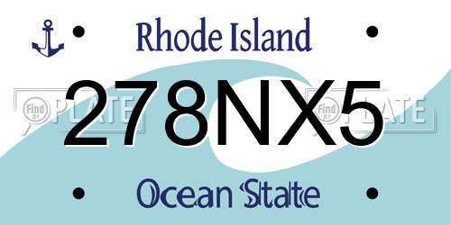 278NX5 Rhode Island License Plate