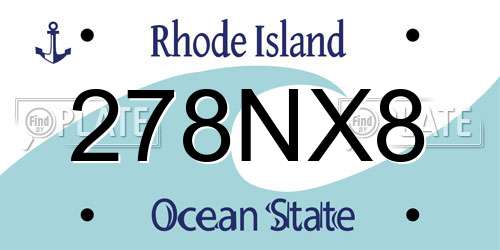 278NX8 Rhode Island License Plate
