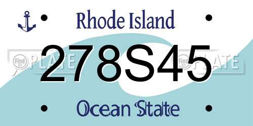 278S45 Rhode Island License Plate