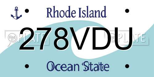 278VDU Rhode Island License Plate