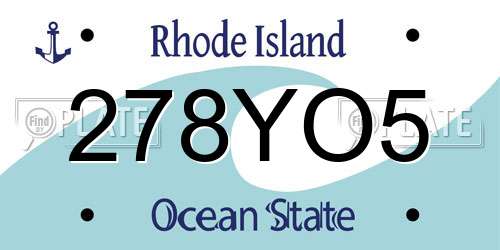 278YO5 Rhode Island License Plate