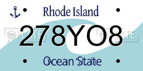 278YO8 Rhode Island License Plate