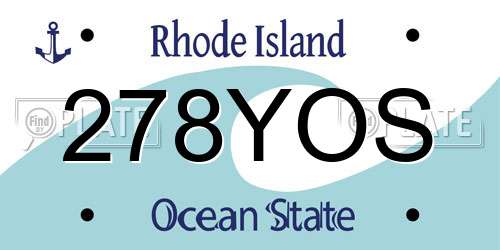 278YOS Rhode Island License Plate