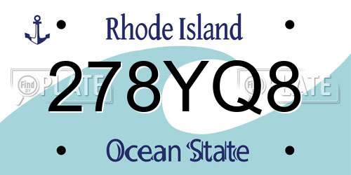 278YQ8 Rhode Island License Plate