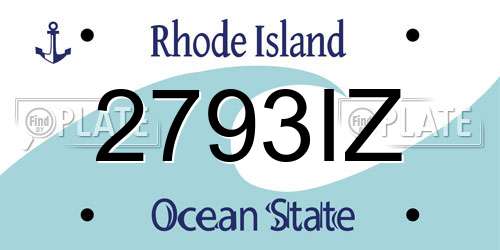2793IZ Rhode Island License Plate