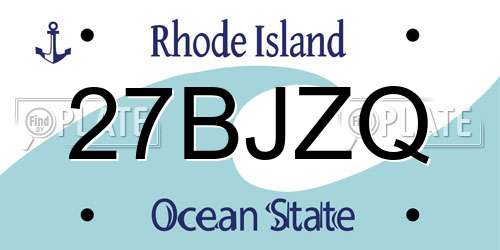 27BJZQ Rhode Island License Plate