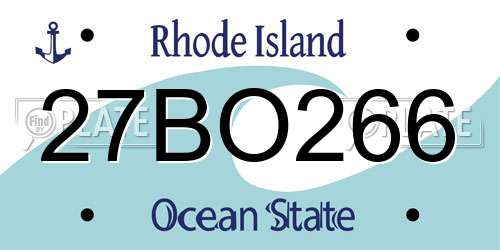 27BO266 Rhode Island License Plate