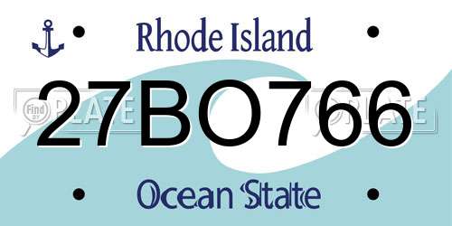 27BO766 Rhode Island License Plate