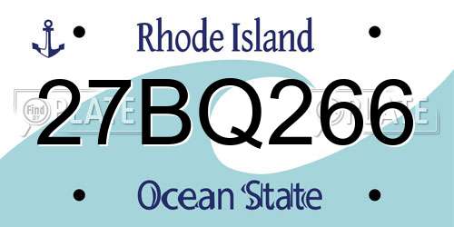 27BQ266 Rhode Island License Plate