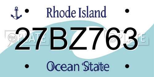 27BZ763 Rhode Island License Plate