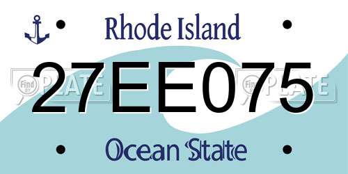 27EE075 Rhode Island License Plate