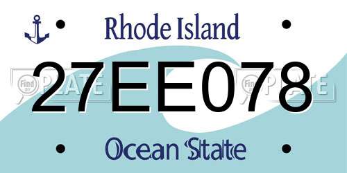 27EE078 Rhode Island License Plate
