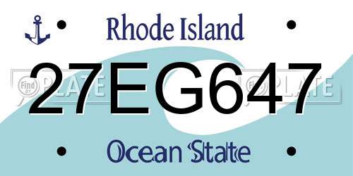 27EG647 Rhode Island License Plate