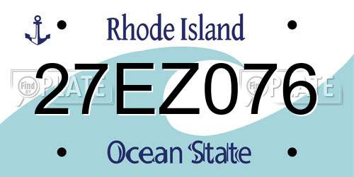 27EZ076 Rhode Island License Plate