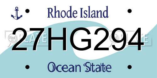 27HG294 Rhode Island License Plate