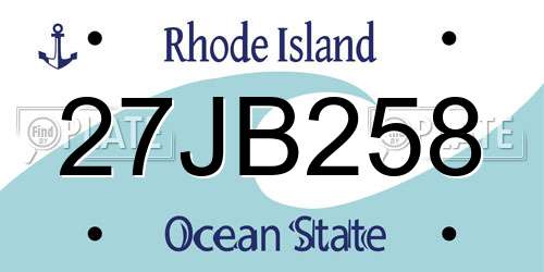 27JB258 Rhode Island License Plate