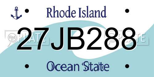 27JB288 Rhode Island License Plate