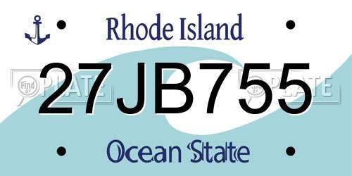 27JB755 Rhode Island License Plate
