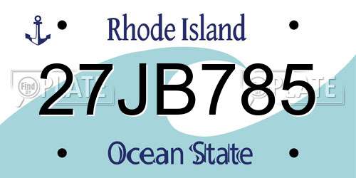 27JB785 Rhode Island License Plate