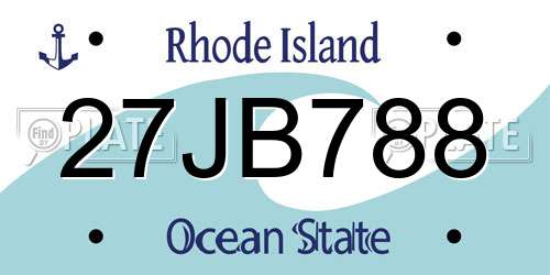 27JB788 Rhode Island License Plate