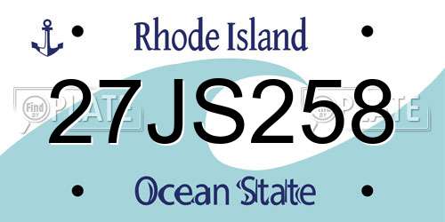 27JS258 Rhode Island License Plate