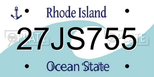 27JS755 Rhode Island License Plate