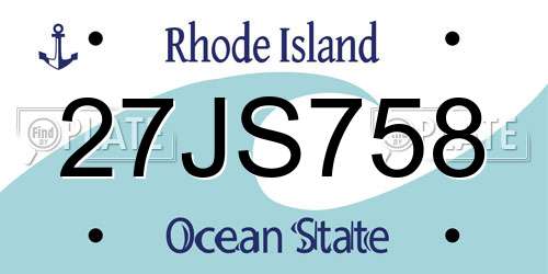 27JS758 Rhode Island License Plate