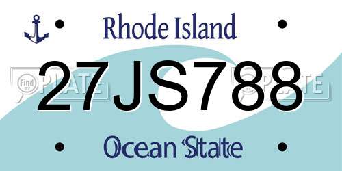 27JS788 Rhode Island License Plate