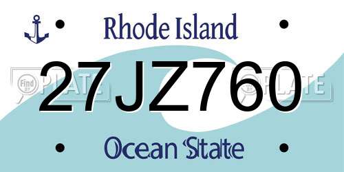 27JZ760 Rhode Island License Plate