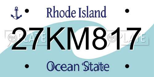 27KM817 Rhode Island License Plate