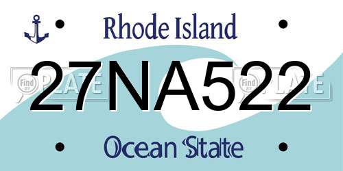 27NA522 Rhode Island License Plate