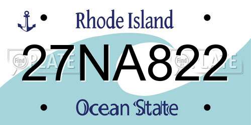 27NA822 Rhode Island License Plate