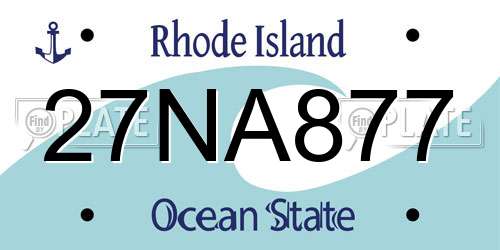 27NA877 Rhode Island License Plate