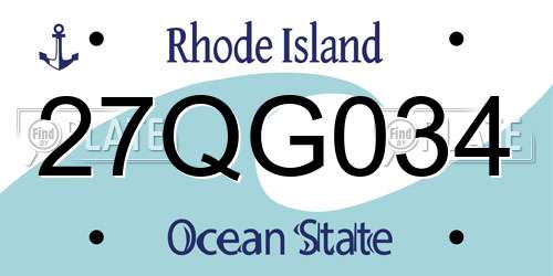 27QG034 Rhode Island License Plate