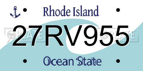 27RV955 Rhode Island License Plate