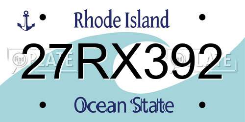 27RX392 Rhode Island License Plate