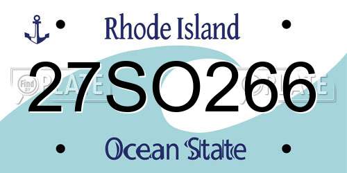 27SO266 Rhode Island License Plate