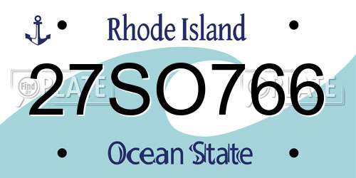 27SO766 Rhode Island License Plate