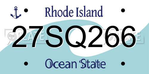 27SQ266 Rhode Island License Plate
