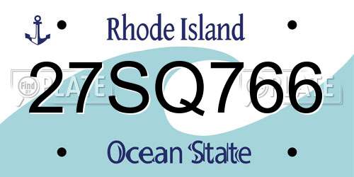 27SQ766 Rhode Island License Plate